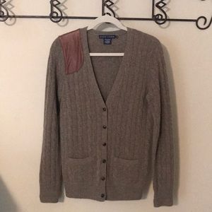 Ralph Lauren woven cardigan with leather detail